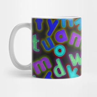 Jumbled Multi Coloured Letters Dark Mug